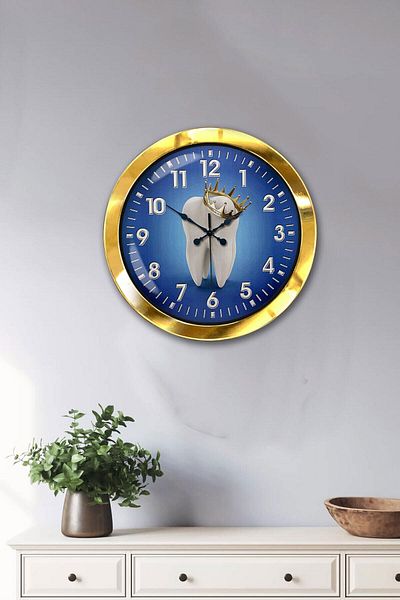 Kasva Concept Gift 36 cm Gold Metal Dentist Wall Clock