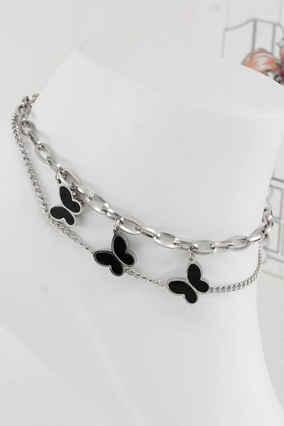 By Zeyna Aksesuar Women's 316 L Tarnish Anti Allergenic Steel Anklet Zy00018