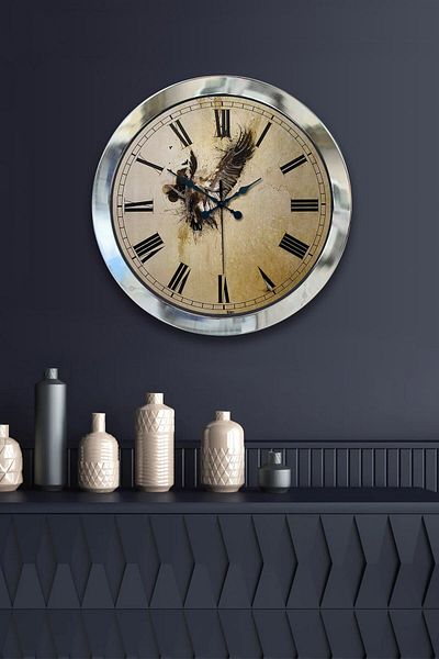 Kasva Concept Gift 36 cm Chrome Metal Design Wall Clock