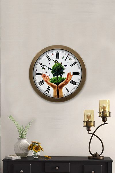 Kasva Concept Gift 36 cm Antique Metal Climate Themed Wall Clock