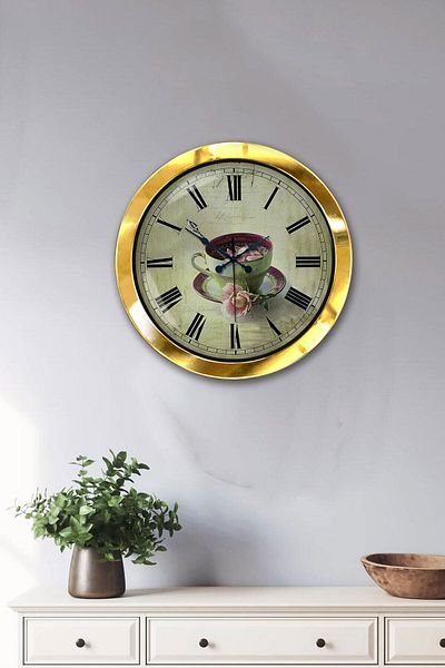 Kasva Concept Gift 36 cm Gold Metal Cafe Wall Clock