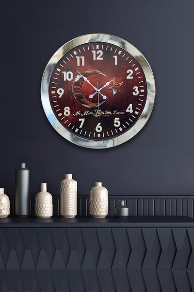 Kasva Concept Cadou 36 Cm Crom Metal Turkiye Ceas de Perete