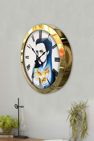 Kasva Concept Gift 36 cm Gold Metal Figure Wall Clock