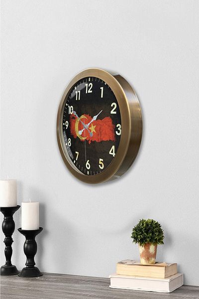 Kasva Concept 36 cm Antique Metal Türkiye Wall Clock