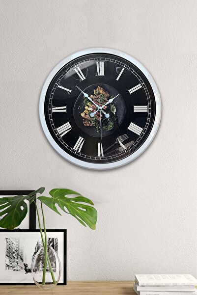 Kasva Concept هدية ساعة حائط مطبخ معدنية بيضاء مقاس 40 سم