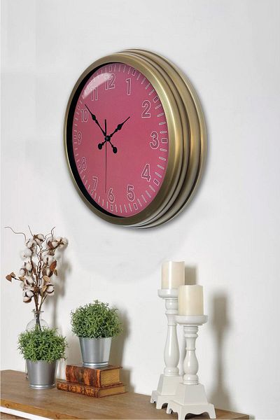 Kasva Concept Gift 40 cm Antique Metal Pink Wall Clock