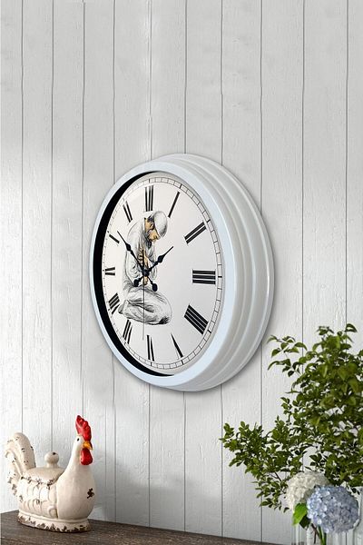 Kasva Concept Cadou 40 Cm Ceas de Perete de Cultură Metal Alb