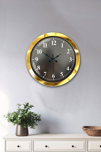 Kasva Concept Gift 36 cm Gold Metal Black Wall Clock