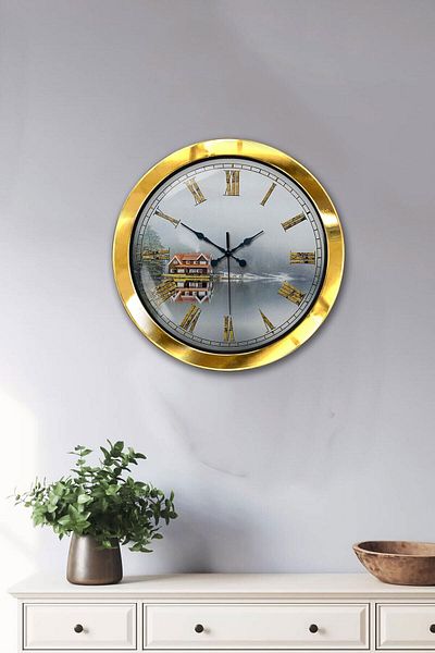 Kasva Concept Gift 36 cm Gold Metal Field Wall Clock