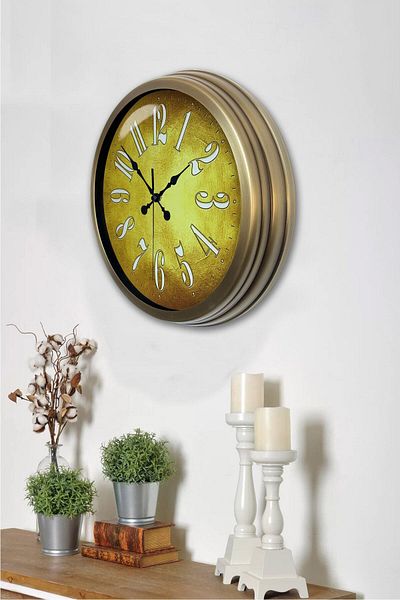 Kasva Concept 40 cm Antique Metal Golden Wall Clock