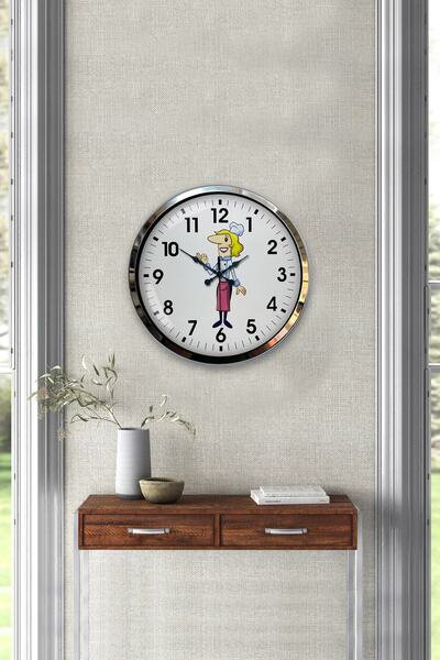 Kasva Concept هدية ساعة حائط مطبخ معدنية من الكروم مقاس 40 سم