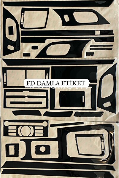 FD Damla Etiket بيجو 407 - طقم صندوق القفازات ووحدة التحكم والحواف بيانو أسود...