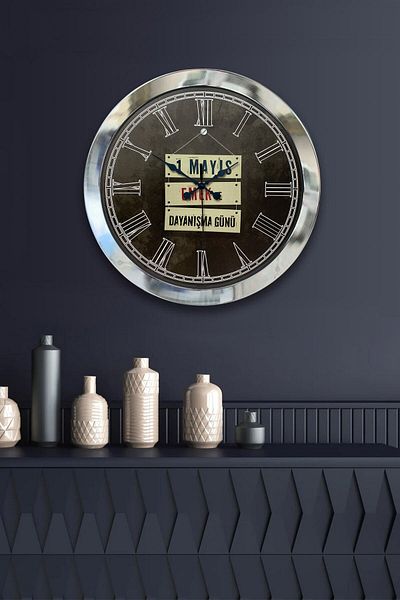 Kasva Concept 36 cm Chrome Metal May 1St Workers Wall Clock