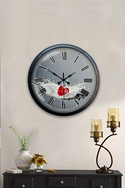 Kasva Concept ساعة حائط معدنية باللون الأسود مقاس 40 سم