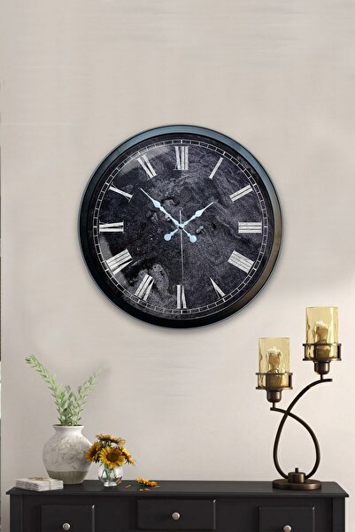 Kasva Concept ساعة حائط معدنية سوداء مقاس 40 سم