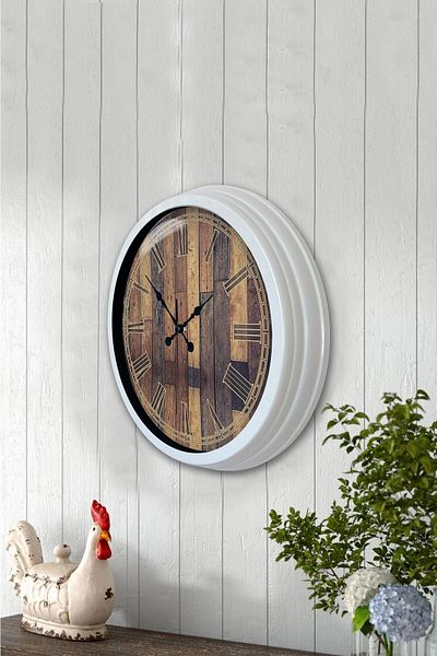 Kasva Concept Gift 40 cm White Metal Natural Wall Clock