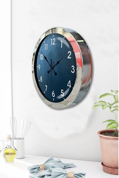 Kasva Concept Gift 36 cm Chrome Metal Classic Wall Clock