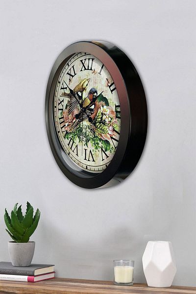 Kasva Concept Gift 36 cm Black Metal Bird Wall Clock