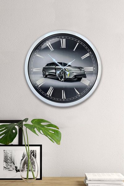 Kasva Concept Gift 40 cm White Metal Car Wall Clock