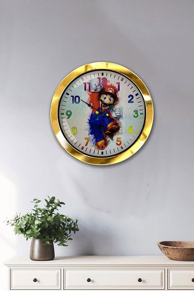 Kasva Concept Gift 36 cm Gold Metal Mario Wall Clock