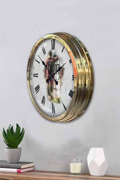 Kasva Concept Gift 40 cm Gold Metal Ronaldo Messi Wall Clock