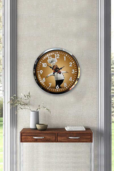 Kasva Concept Hediyelik 40 Cm Krom Metal Mutfak Duvar Saati