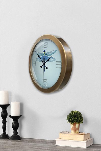 Kasva Concept Gift 36 cm Antique Metal Insect Wall Clock
