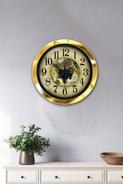 Kasva Concept 36 cm Gold Metal Muscat Noir Wall Clock
