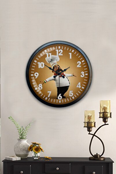 Kasva Concept هدية ساعة حائط مطبخ معدنية سوداء مقاس 40 سم