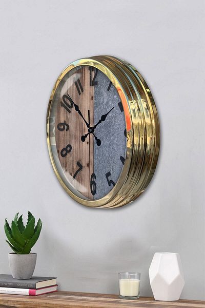 Kasva Concept Gift 40 cm Gold Metal Double Color Wall Clock