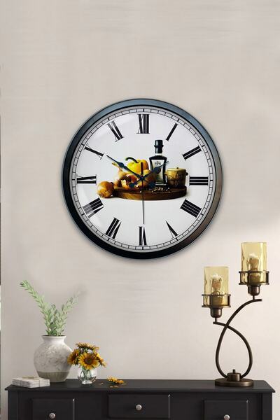 Kasva Concept هدية ساعة حائط مطبخ معدنية سوداء مقاس 40 سم