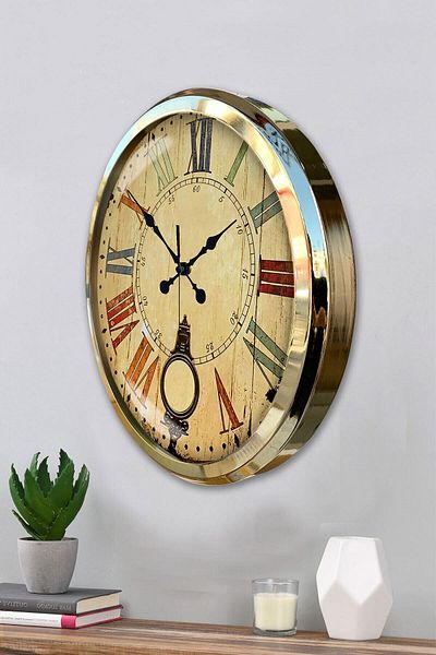 Kasva Concept 52 cm Gold Metal Color Wall Clock