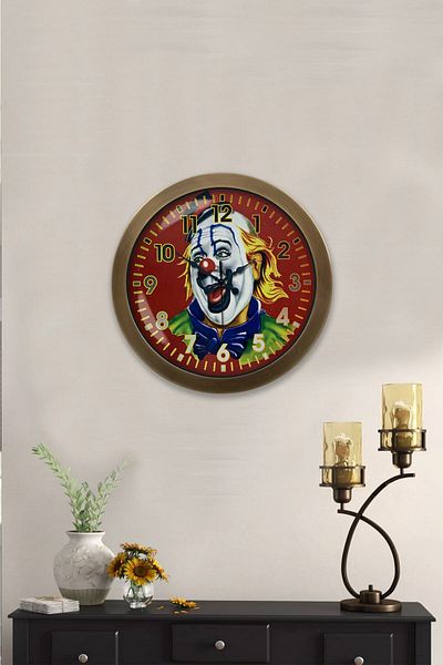 Kasva Concept Antique Metal Clown Wall Clock 36 cm