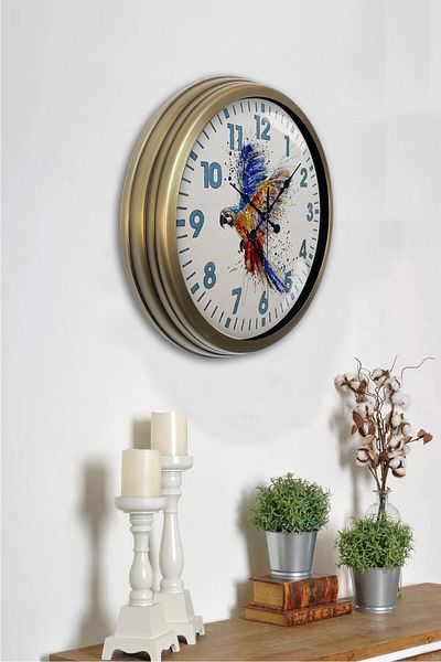 Kasva Concept 40 cm Antique Metal Parrot Wall Clock