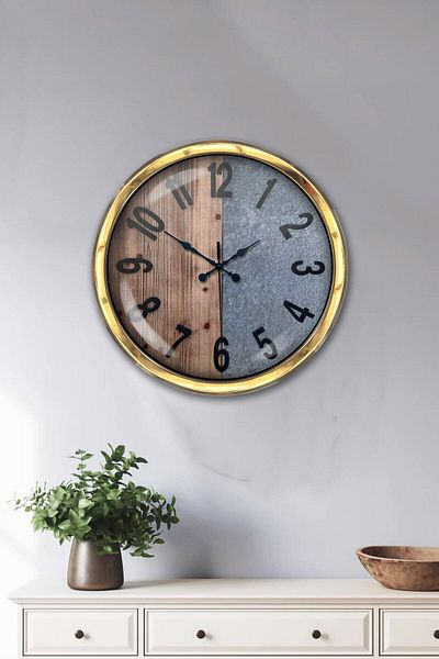 Kasva Concept Gift 40 cm Gold Metal Double Color Wall Clock