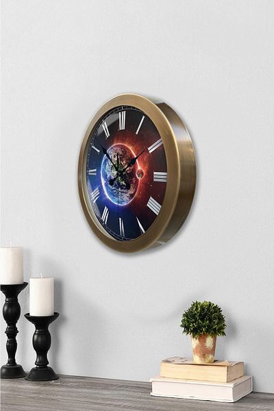 Kasva Concept 36 cm Antique Metal World Wall Clock
