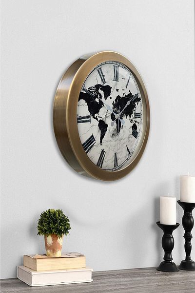 Kasva Concept Gift 36 cm Antique Metal Map Wall Clock