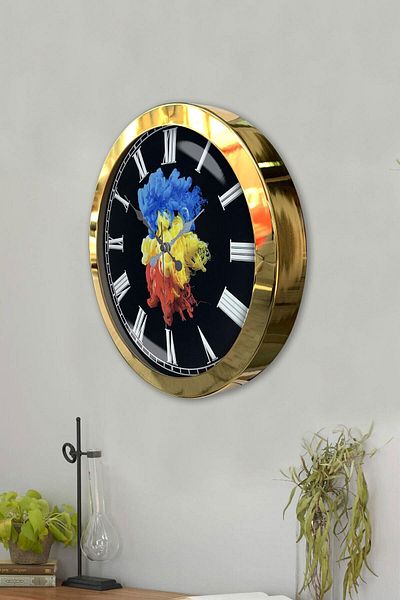 Kasva Concept 36 cm Gold Metal Color World Wall Clock
