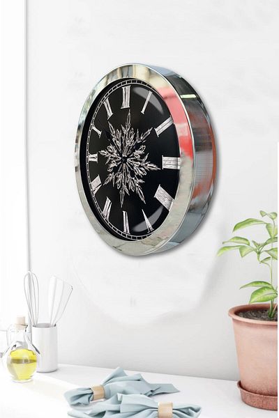 Kasva Concept 36 cm Chrome Metal Snowflake Wall Clock