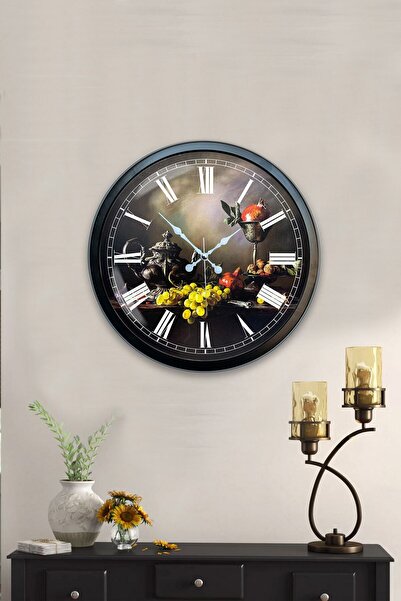 Kasva Concept هدية ساعة حائط مطبخ معدنية سوداء مقاس 40 سم