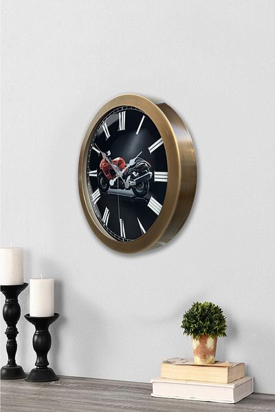 Kasva Concept Gift 36 cm Antique Metal Motorcycle Wall Clock