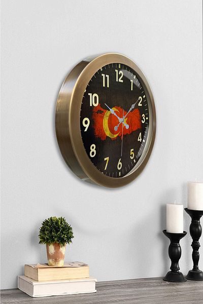 Kasva Concept 36 cm Antique Metal Türkiye Wall Clock