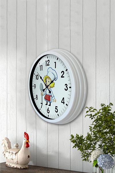 Kasva Concept 40 cm White Metal Cook Kitchen Wall Clock