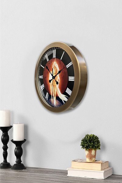 Kasva Concept Gift 36 cm Antique Metal Horse Wall Clock