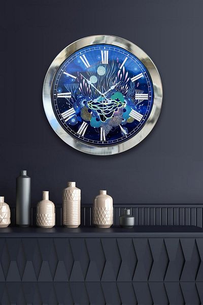 Kasva Concept Gift 36 cm Chrome Metal Sea Life Wall Clock