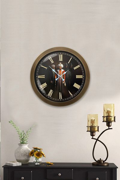 Kasva Concept Gift 36 cm Antique Metal Fatih Sultah Mehmet Wall Clock