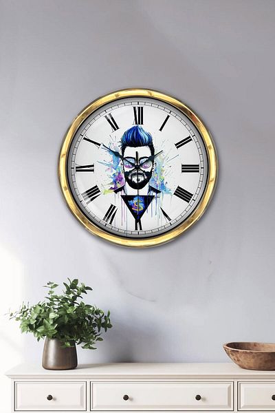 Kasva Concept Gift 40 cm Gold Metal Character Wall Clock