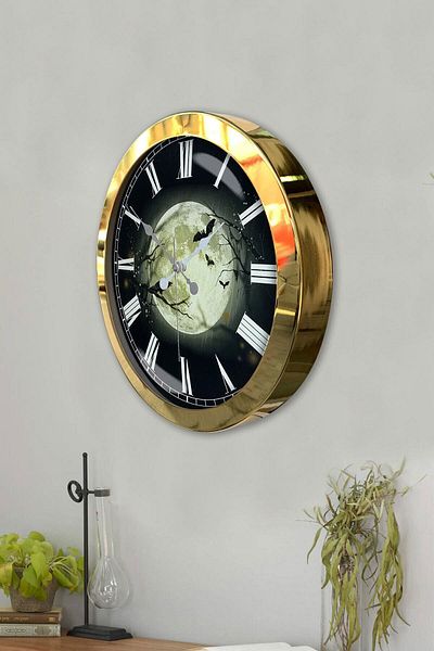 Kasva Concept Gift 36 cm Gold Metal Night Wall Clock