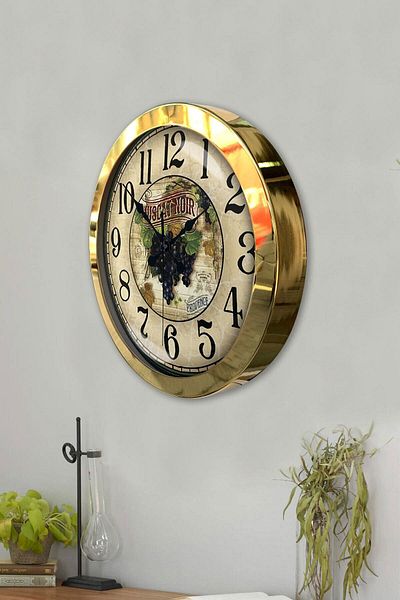 Kasva Concept 36 cm Gold Metal Muscat Noir Wall Clock