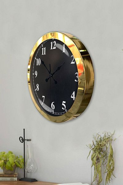 Kasva Concept Gift 36 cm Gold Metal Black Wall Clock